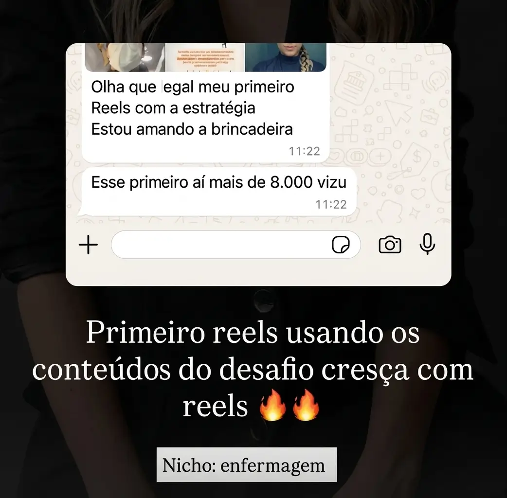 Feedback real de aluna do Cresça com Reels.