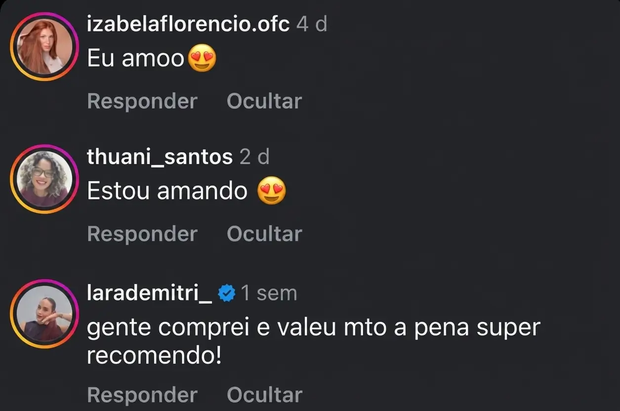 Feedback real de aluna do Cresça com Reels.