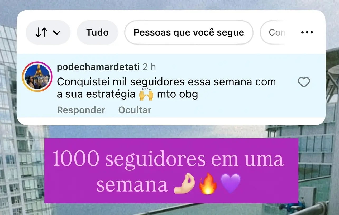 Feedback real de aluna do Cresça com Reels.