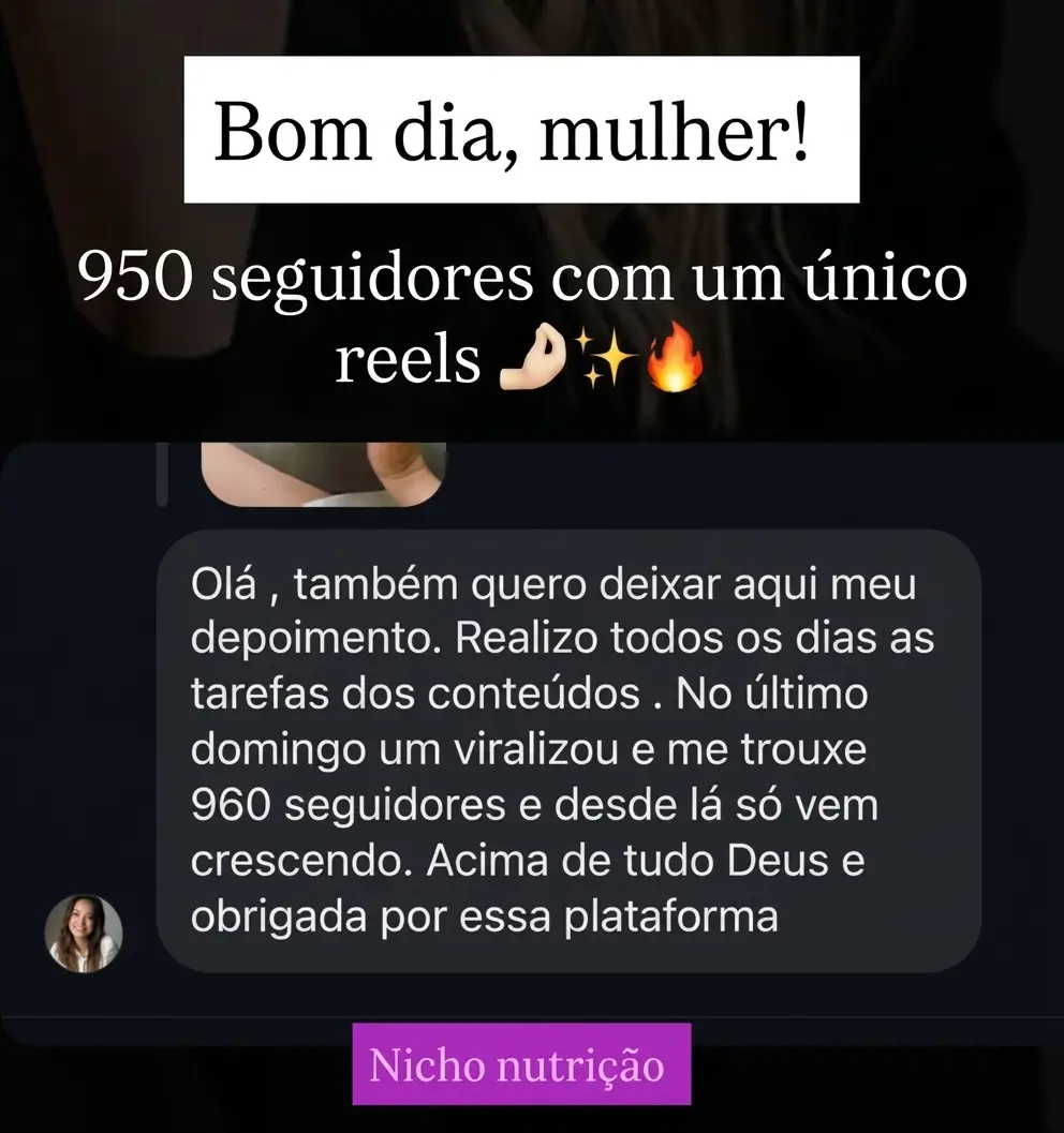 Feedback real de aluna do Cresça com Reels.