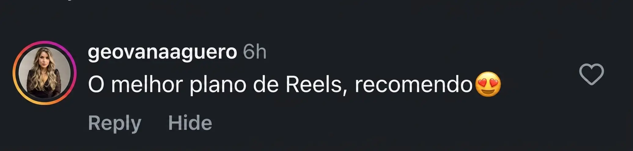 Feedback real de aluna do Cresça com Reels.