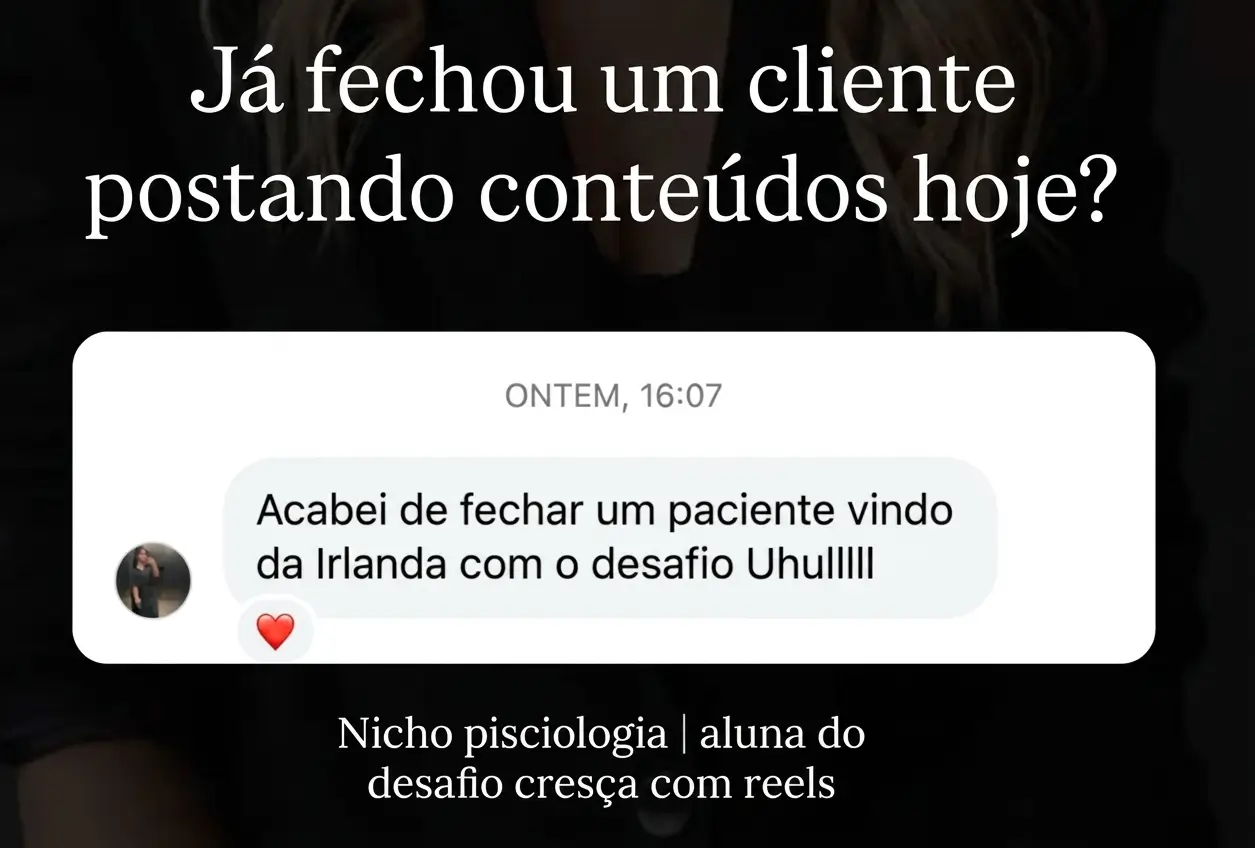 Feedback real de aluna do Cresça com Reels.