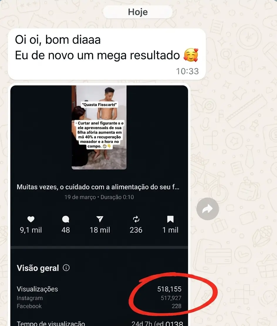 Feedback real de aluna do Cresça com Reels.