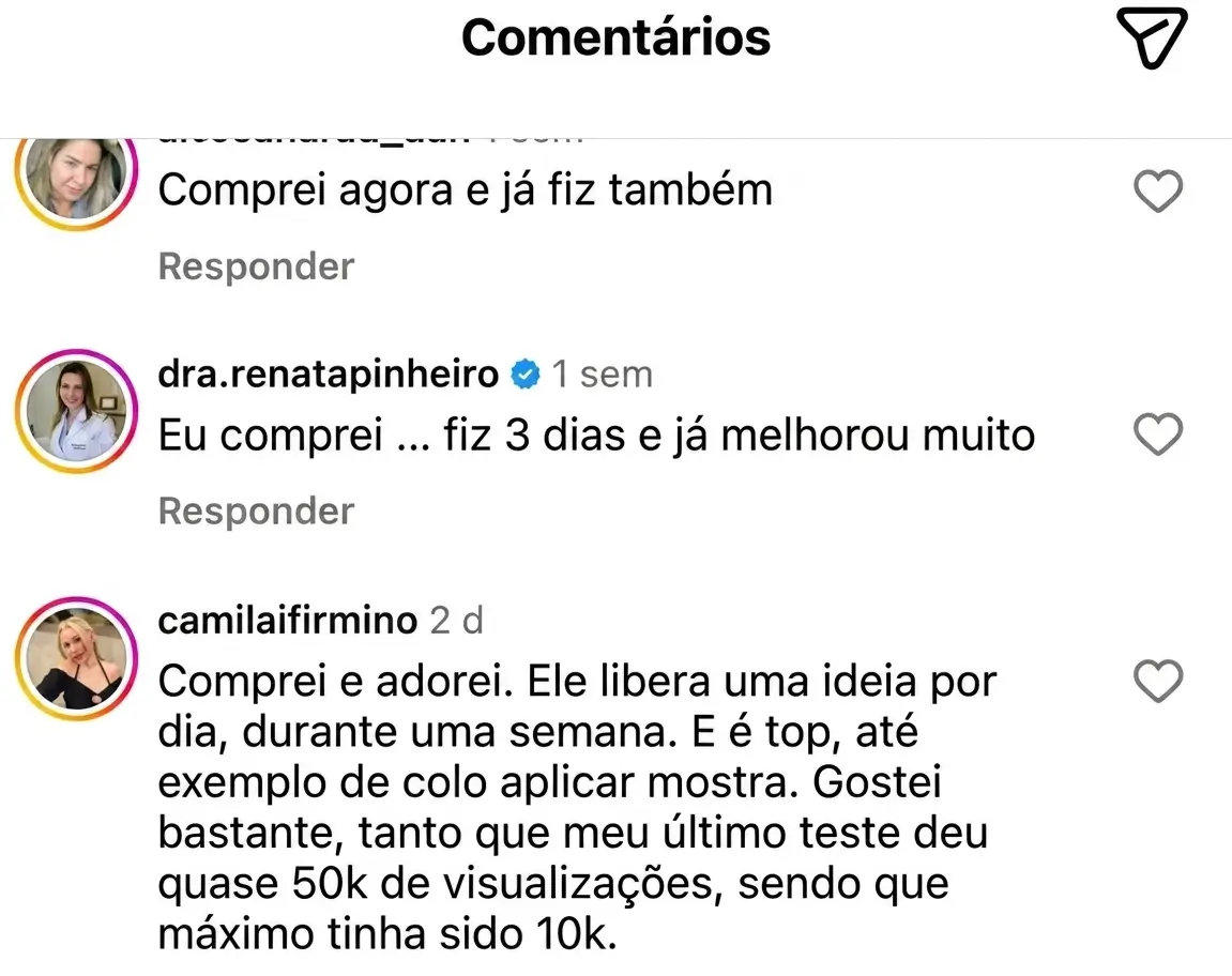 Feedback real de aluna do Cresça com Reels.