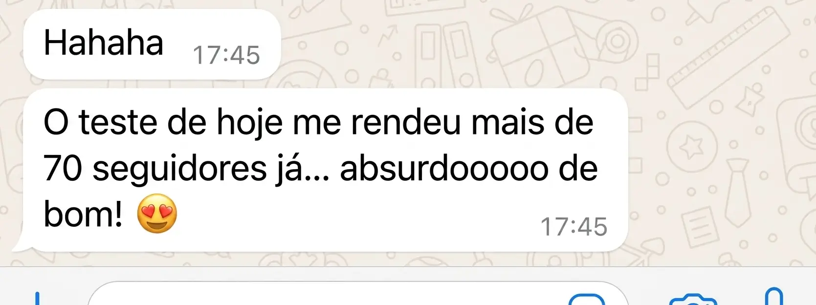 Feedback real de aluna do Cresça com Reels.