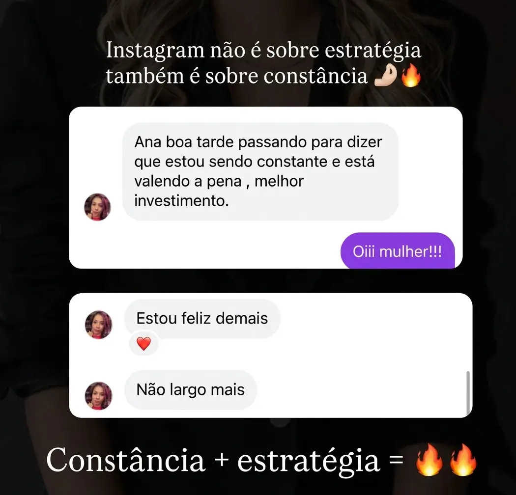 Feedback real de aluna do Cresça com Reels.