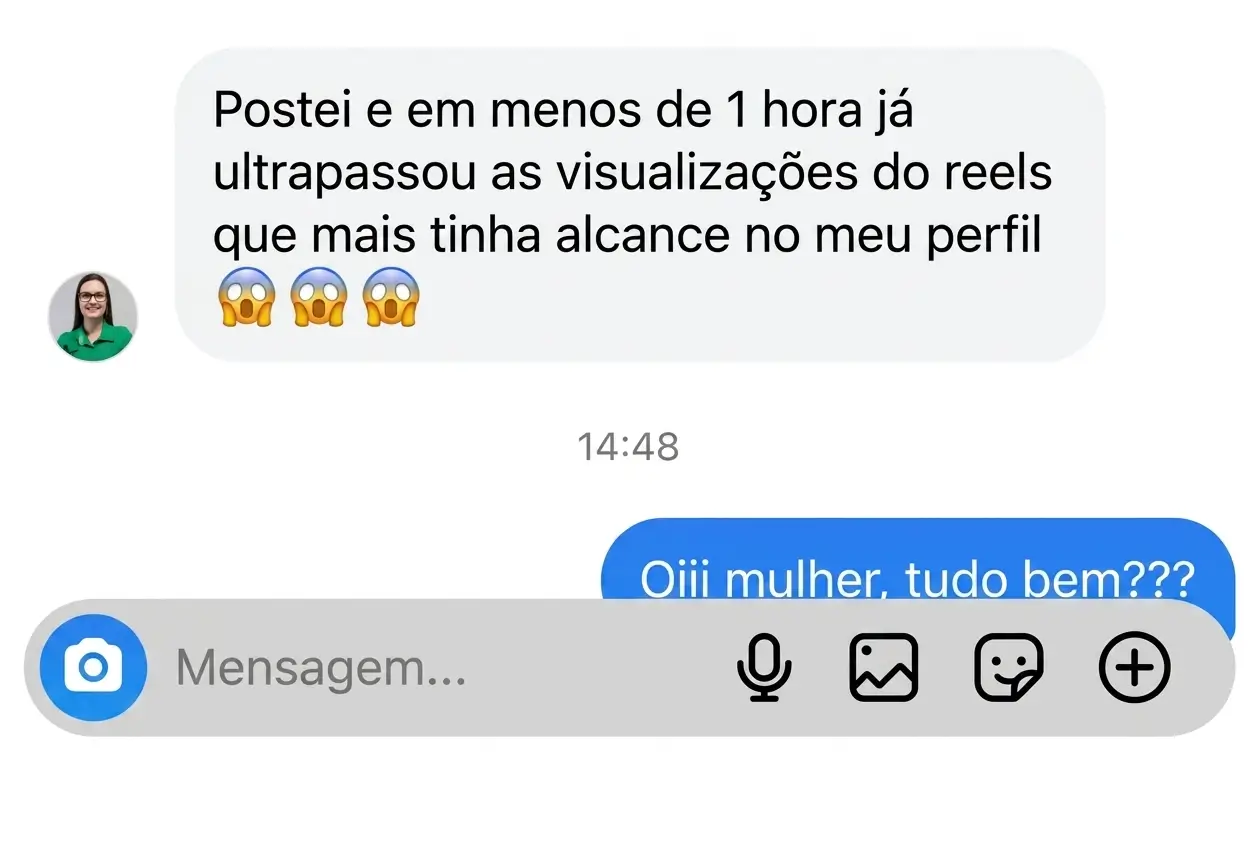 Feedback real de aluna do Cresça com Reels.