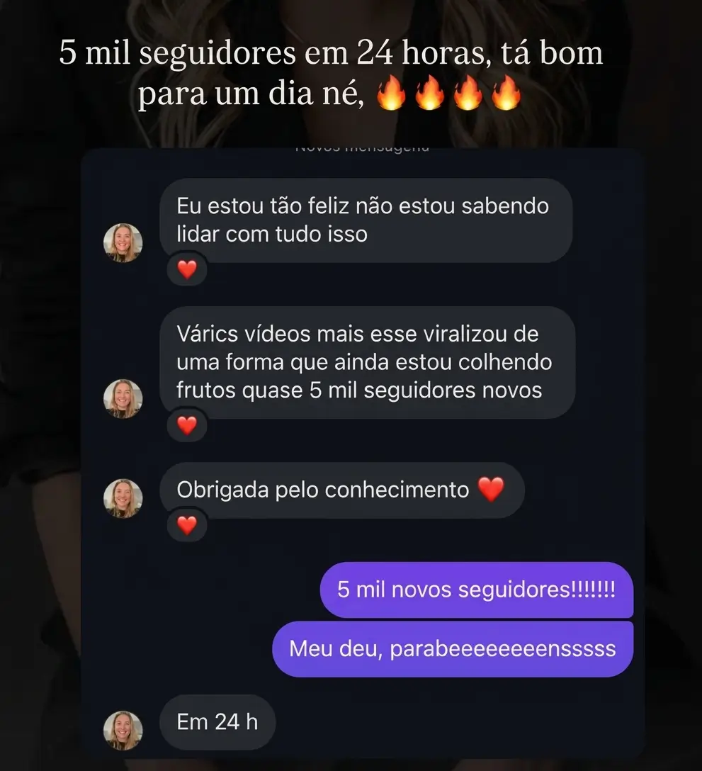 Feedback real de aluna do Cresça com Reels.