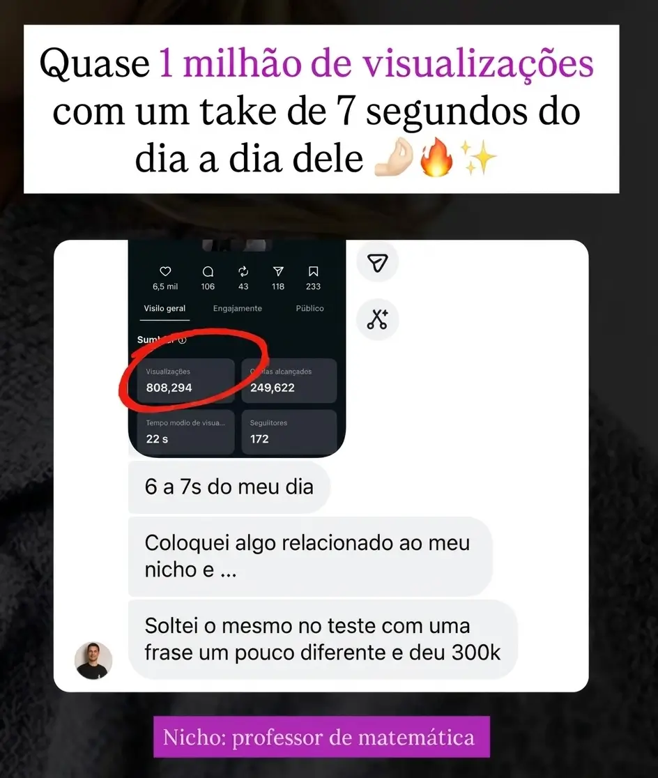 Feedback real de aluna do Cresça com Reels.
