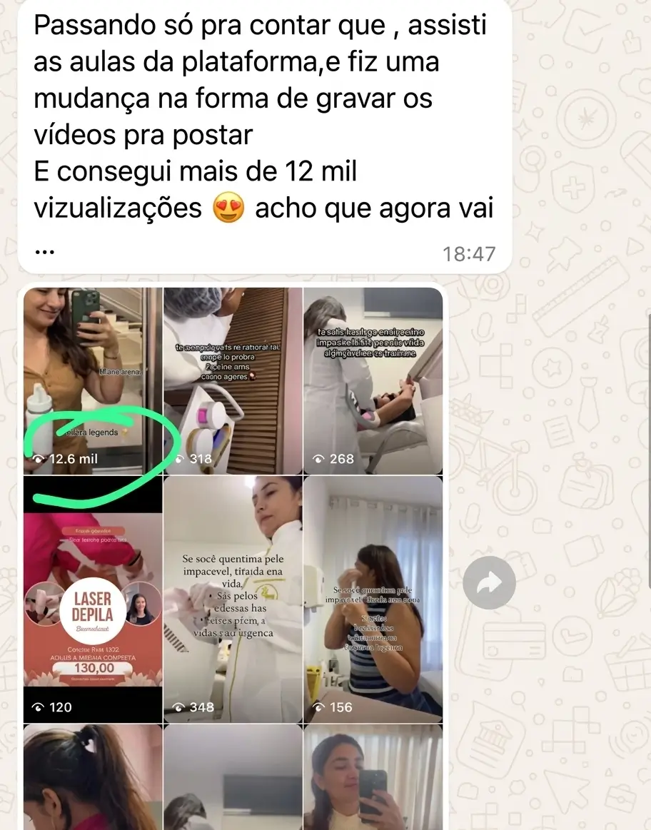 Feedback real de aluna do Cresça com Reels.