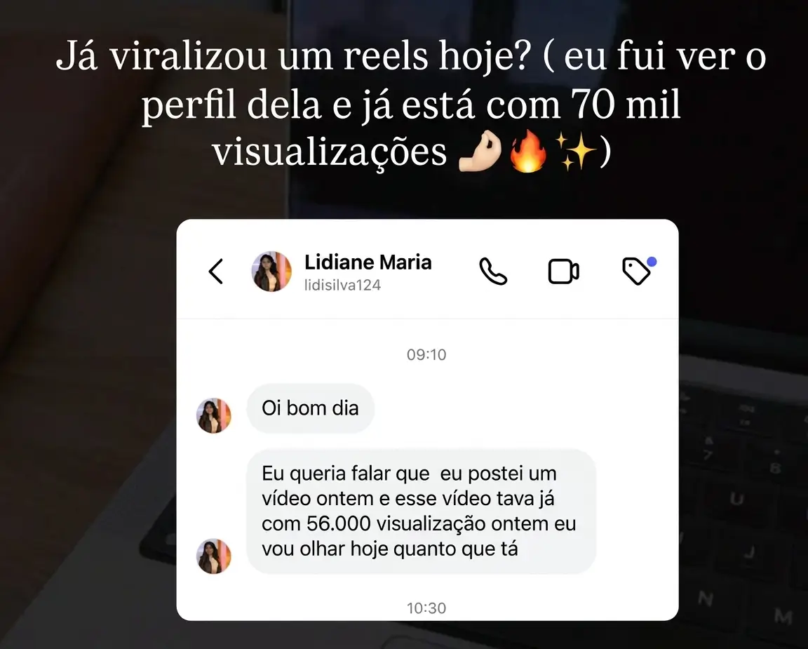 Feedback real de aluna do Cresça com Reels.